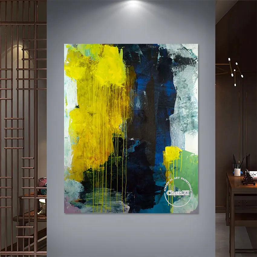 Large Size Office Wall Showpieces Luxury Decors Art Mural On Canvas Hand-painted Colors Painting Artwotk Panel Set For Hotel